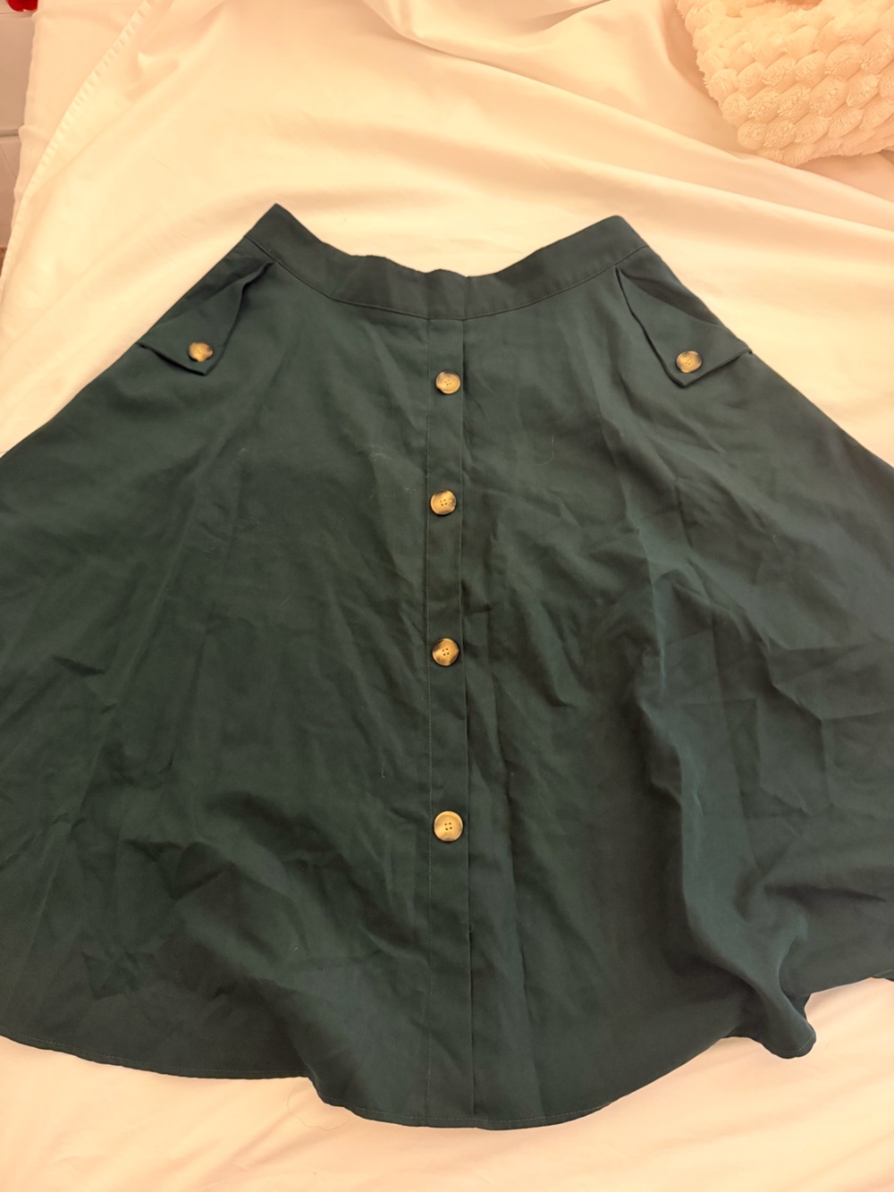 SHEIN Dark Green A-Line Button-Front Skirt